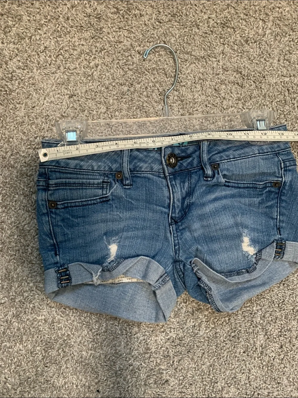 Y2K Roxy Low Rise Cuffed Distressed Blue Denim Shorts